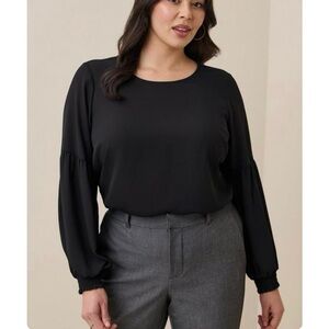 Torrid‎ Black Georgette Puff Sleeve Blouse Office Work Career Size 2X